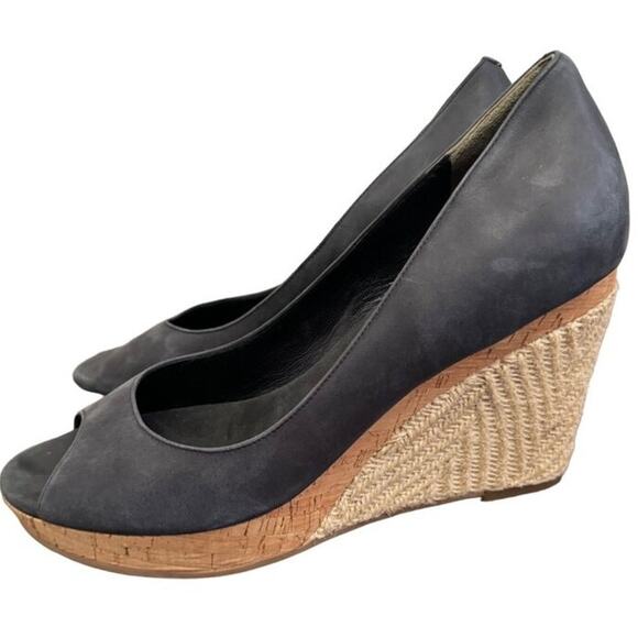 Cole Haan Patricia Blue Leather Cork Espadrille Preppy Casual size 10B Regular - Picture 1 of 5